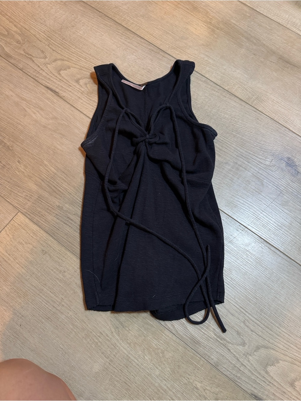 Free People Black Sleeveless Tie-Front Tank Small
